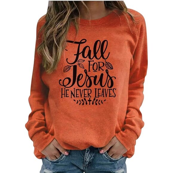 Sweaters - Fall for Jesus Sweatshirt Women Cotton Blend Casual Long Sleeve